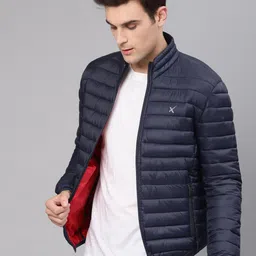 HRX by Hrithik Roshan Men Navy Blue Solid Lifestyle Hooded Heavy Puffer Jacket-image-49