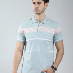 Monte Carlo Green Regular Fit Striped Polo T-Shirt-image-53