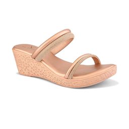 XE Women Gold Toned Embellished Wedge Sandals-image-62
