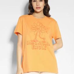 American Eagle Outfitters Orange Cotton Graphic Print Oversized T-Shirt-image-65