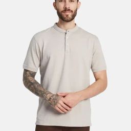 Octave Grey Cotton Regular Fit Henley T-Shirt-image-75
