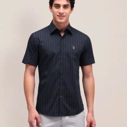 U.S. Polo Assn. Navy Regular Fit Striped Shirt-image-105