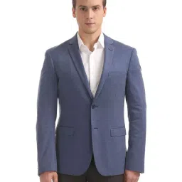 AD by Arvind Blue Textured Blazer-image-46