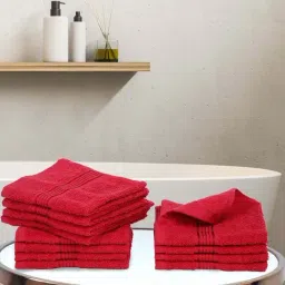 LORENA 100% Cotton Super-Soft Terry Towels -12pc Face Towel (d`ross) solid-red-16