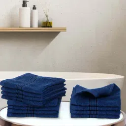 LORENA 100% Cotton Super-Soft Terry Towels -12pc Face Towel (d`ross) solid-navy blue-22