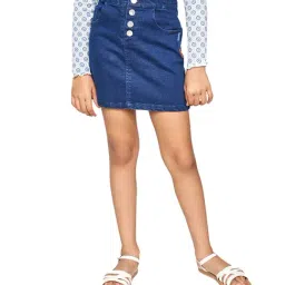 Global Desi Girl Blue Solid Skirt-image-36