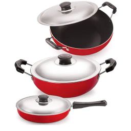 Nirlon Non-Stick Red Aluminium Cookware Combo Set of 3 Piece-35