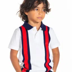 Cherry Crumble By Nitt Hyman Kids White Striped Polo T-Shirt-image-56