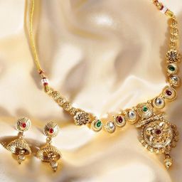 Anouk Gold-Plated Copper Artificial Stones & Beads Jewellery Set-image-10