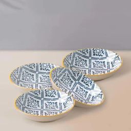 Nestasia Premium Quality White With Black Printed Mandala Appetizer Plate Set Of 2 For Serving Snacks-image-6