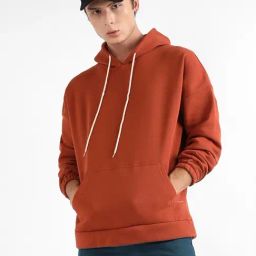 Campus Sutra Orange Cotton Regular Fit Hooded Sweatshirt-14