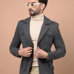 Crimsoune Club Grey Regular Fit Plain Blazer-image-16