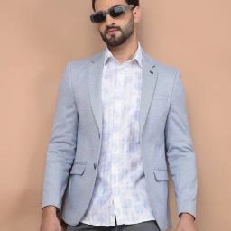 Crimsoune Club Blue Regular Fit Plain Blazer-image-93