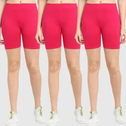 Gracit Pink Cotton Sports Shorts - Pack Of 3-image-7