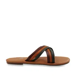The Madras Trunk Women's Tara Tan Cross Strap Sandals-picture-29