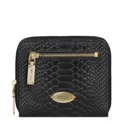 Hidesign Black Textured Zip-Around Wallet for Women-16