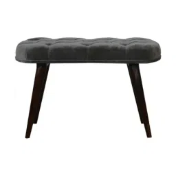 Artisan Furniture Black & Grey Cotton Velvet Deep Button Bench-image-14