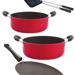 Nirlon Red Aluminium Non- Stick Cookware - Set of 4-image-44
