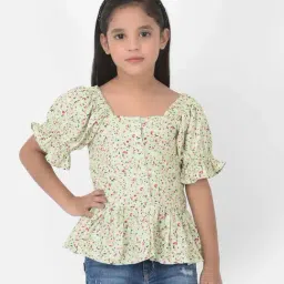 Crimsoune Club Kids Green & Red Floral Print Top-image-12