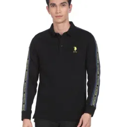 U.S. Polo Assn. Black Cotton Regular Fit Printed Polo T-Shirt-picture-25