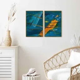 999Store Multicolor Vinyl Wall Painting Panel with Fibre Frame - Set of 2-image-65