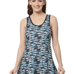 Cukoo Blue & Black Printed Swimdress With Shorts-image-22