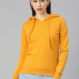 JUNEBERRY Yellow Regular Fit Hoodie-image-1