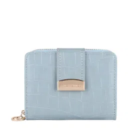 Lino Perros Blue Textured Zip Around Wallet for Women-40