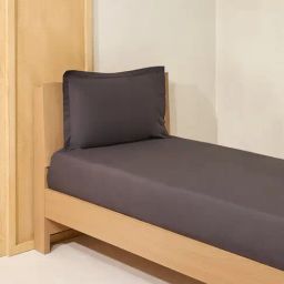 Westside Home Charcoal Solid Single Bed Fitted Sheet and Pillowcase Set-picture-11