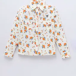 Naughty Ninos Girls Modern Fit Spread Collar Floral Printed Cotton Casual Shirt-image-48