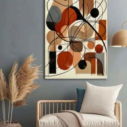 999Store Multicolor Canvas Abstract Geometric Art In Earth Tones-17