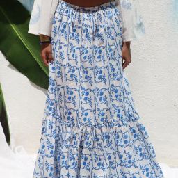 Chidiyaa Walk In the Clouds Stella Handprinted Cotton Skirt-image-96