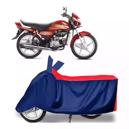 Auto Pearl Two Wheeler Cover with Bag for Hero HF, Red & Blue-image-42
