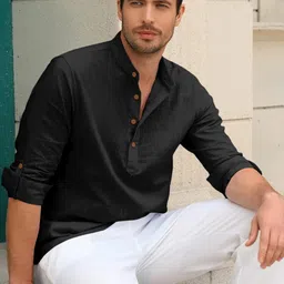Fifth U Men Black Kurta-image-42