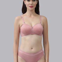 AROUSY Pink Cotton Bra Panty Set-image-36