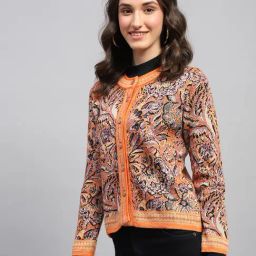 Monte Carlo Orange & Black Printed Cardigan-28