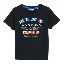 Gant Boys Black Pure Cotton Embroidered T-Shirt-picture-24