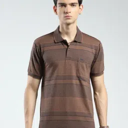 Monte Carlo Brown Regular Fit Striped Polo T-Shirt-picture-23