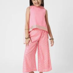 Nauti Nati Girls Peach Printed Regular Fit Kurti with Dupatta-picture-41