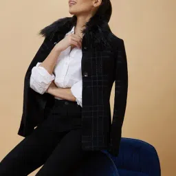 Globus Blue & Black Checks Coat-picture-9