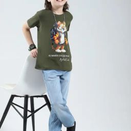 Monte Carlo Boys Olive Printed Regular Fit T-Shirt-image-50