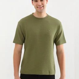 Allen Solly Green Regular Fit Self Pattern T-Shirt-image-40