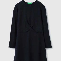 United Colors of Benetton Girls Navy Textured Full Sleeves Casual Dresses-picture-23