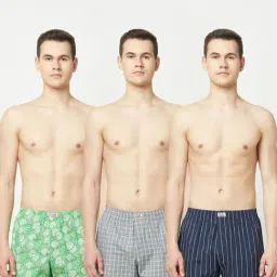 The Daily Outfits Green & Grey Cotton Regular Fit Checks Boxers - Pack Of 3-image-29
