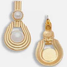 Sohi Gold Plated Party Designer Stone and Pearls Drop Earrings-image-8