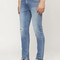 Pepe Jeans Light Indigo Blue Slim Fit Distressed Jeans-image-20