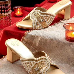 NR By Nidhi Rathi Embellished Party Block Sandals-48