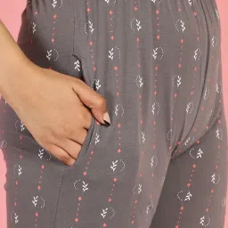 Gracit Pink & Grey Cotton Printed Top With Pyjamas image 5