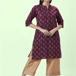 Rangmanch by Pantaloons Purple Cotton Printed Straight Kurta-image-39