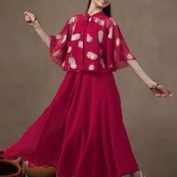 Fashion Dream Kids Red Printed Fit & Flare Dress-picture-16